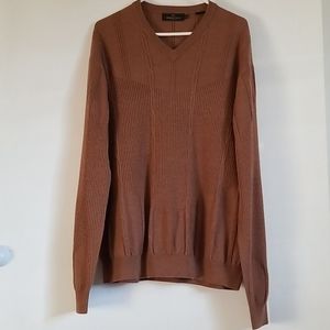 Bugatchi V-Neck Brown Merino Wool Sweater